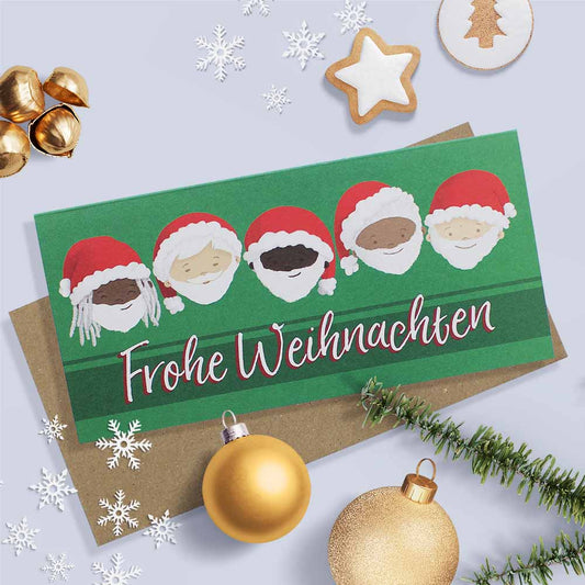 Santa Greeting Cards “Frohe Weihnachten” With Envelopes (Set of 10)