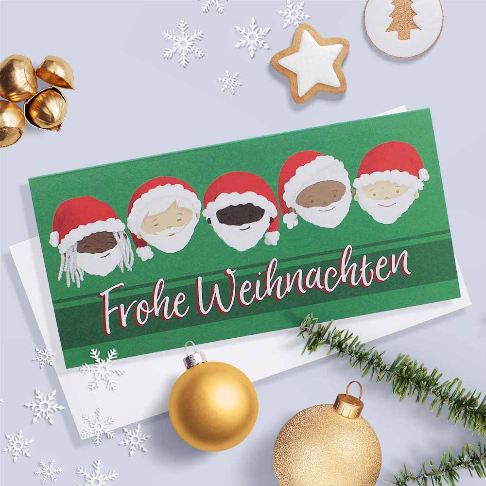 Santa Greeting Cards “Frohe Weihnachten” With Envelopes (Set of 10)